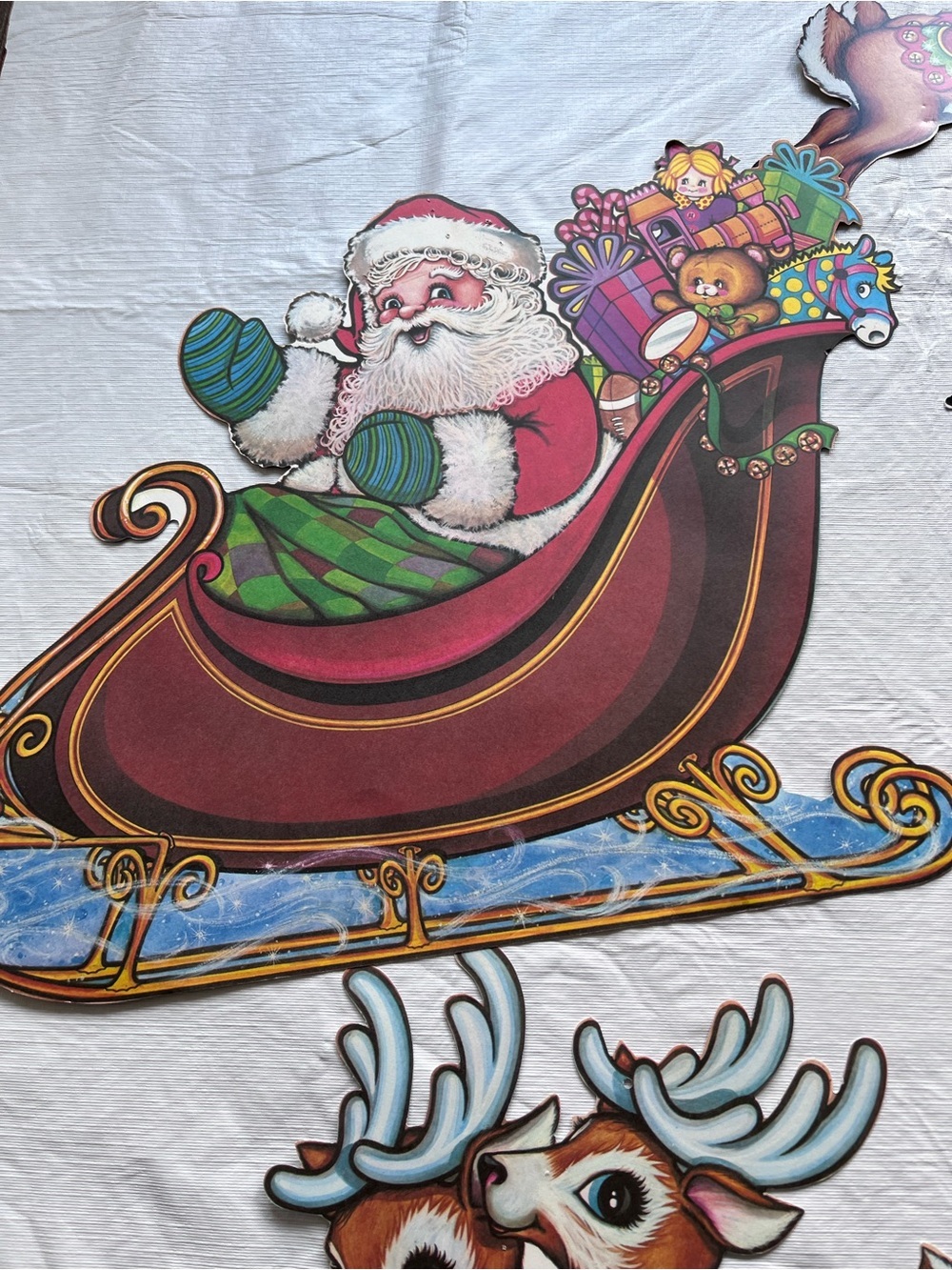 Vintage The Beistle Company 70’s Santa Reindeer Die Cut Out Set Christmas - Picture 9 of 11